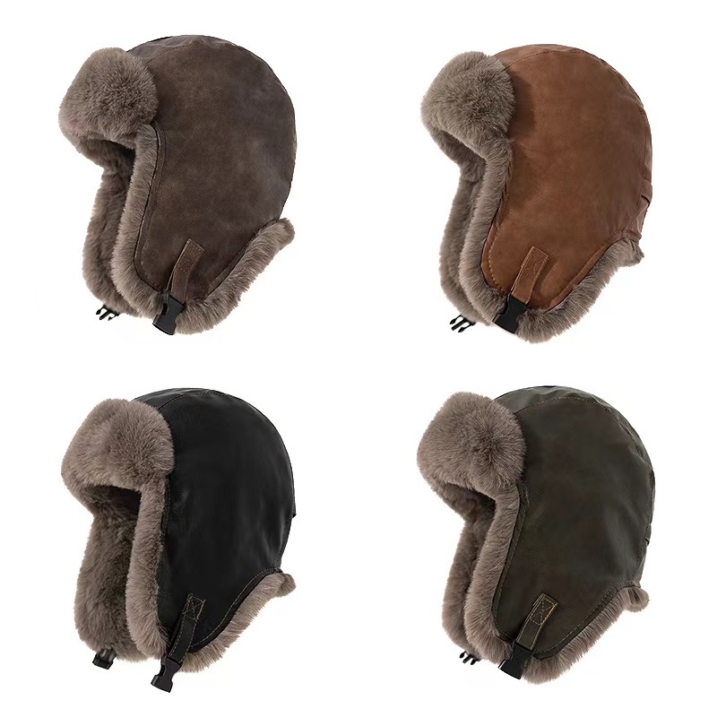 Trapper Hat Ear Flap - 1 Stück Herren Winter Retro Lederhut