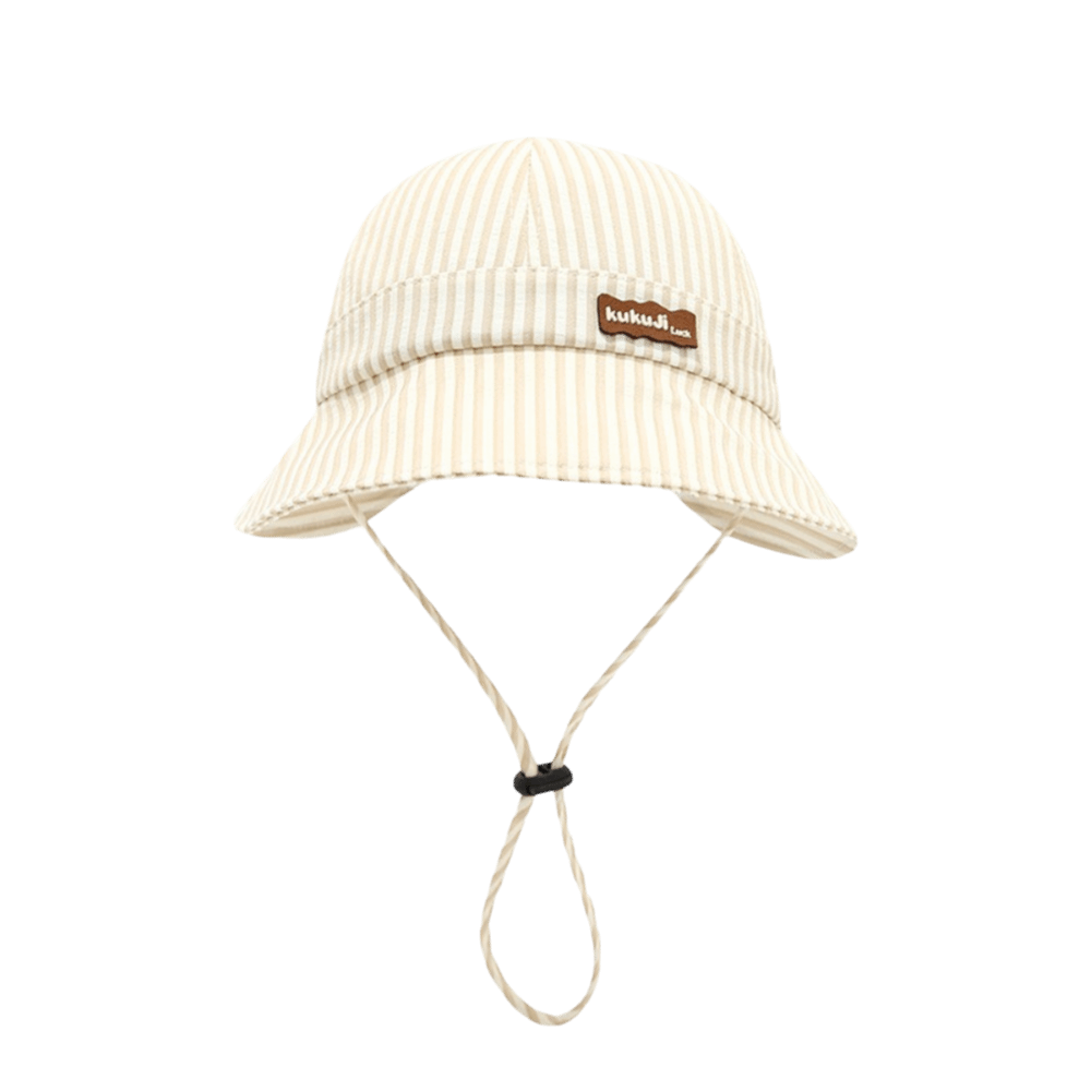 Bucket Hat Cotton - Neuer gestreifter Baby-Fischerhut, verstellbarer, atmungsaktiver Kinder-Sonnenhut,