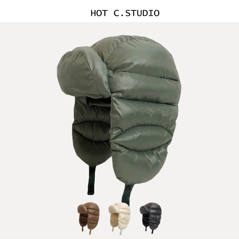 Trapper Hat Ear Flap - Winter-Wärme-Daunenmütze Wasserdichte Ohrenklappenmütze Kältebeständige Leichte Piloten-Outdoor-Fahrradhelm-Innenfutter