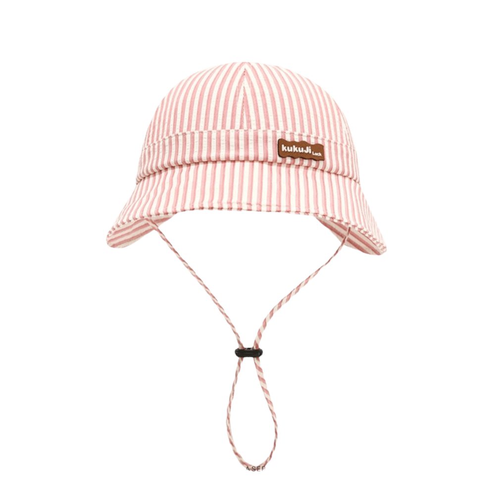 Bucket Hat Cotton - Neuer gestreifter Baby-Fischerhut, verstellbar, atmungsaktiv, Baumwolle,