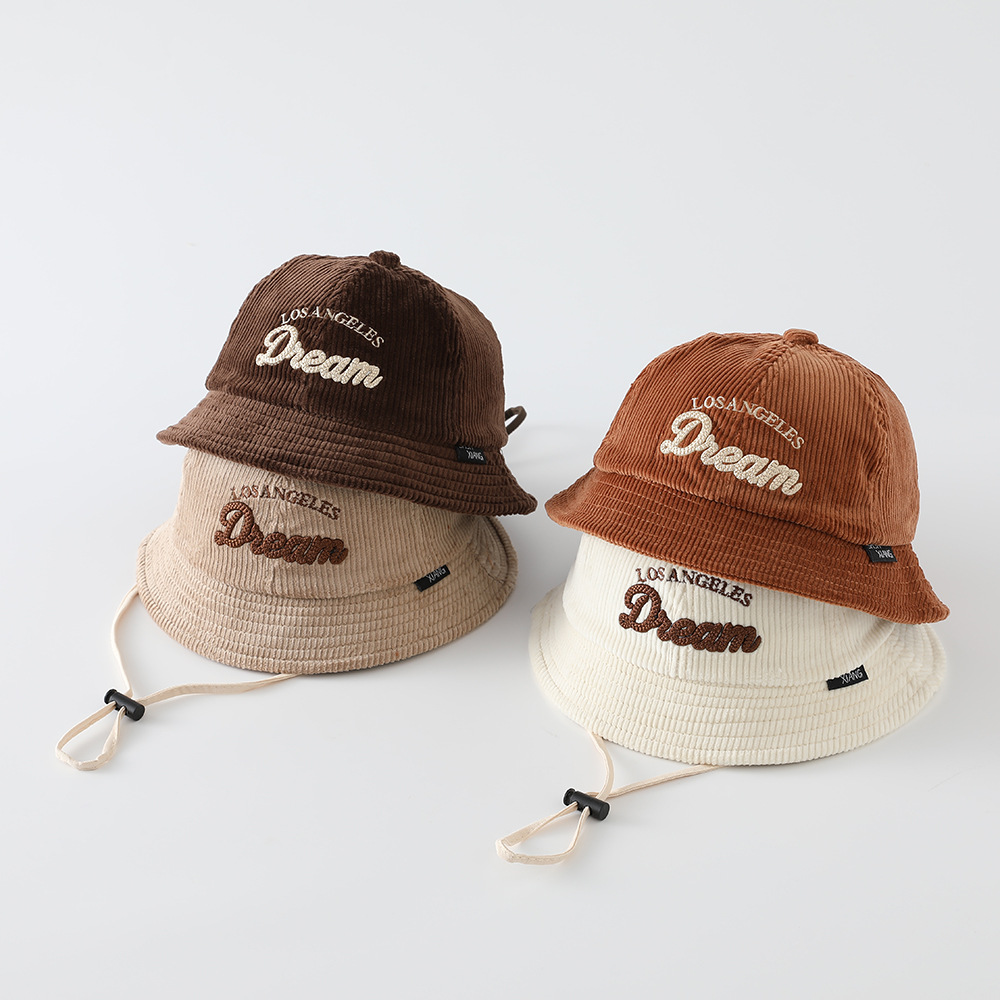 Bucket Hat Cotton - Baby Einfarbiger Sonnenschutzhut Jungen Warmhaltender Cord-Fischerhut