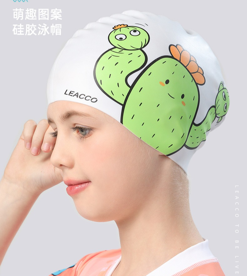 Swim Hat Silicone - Wasserdichte Silikon-Badekappe für Kinder, Gehörschutz, niedliche
