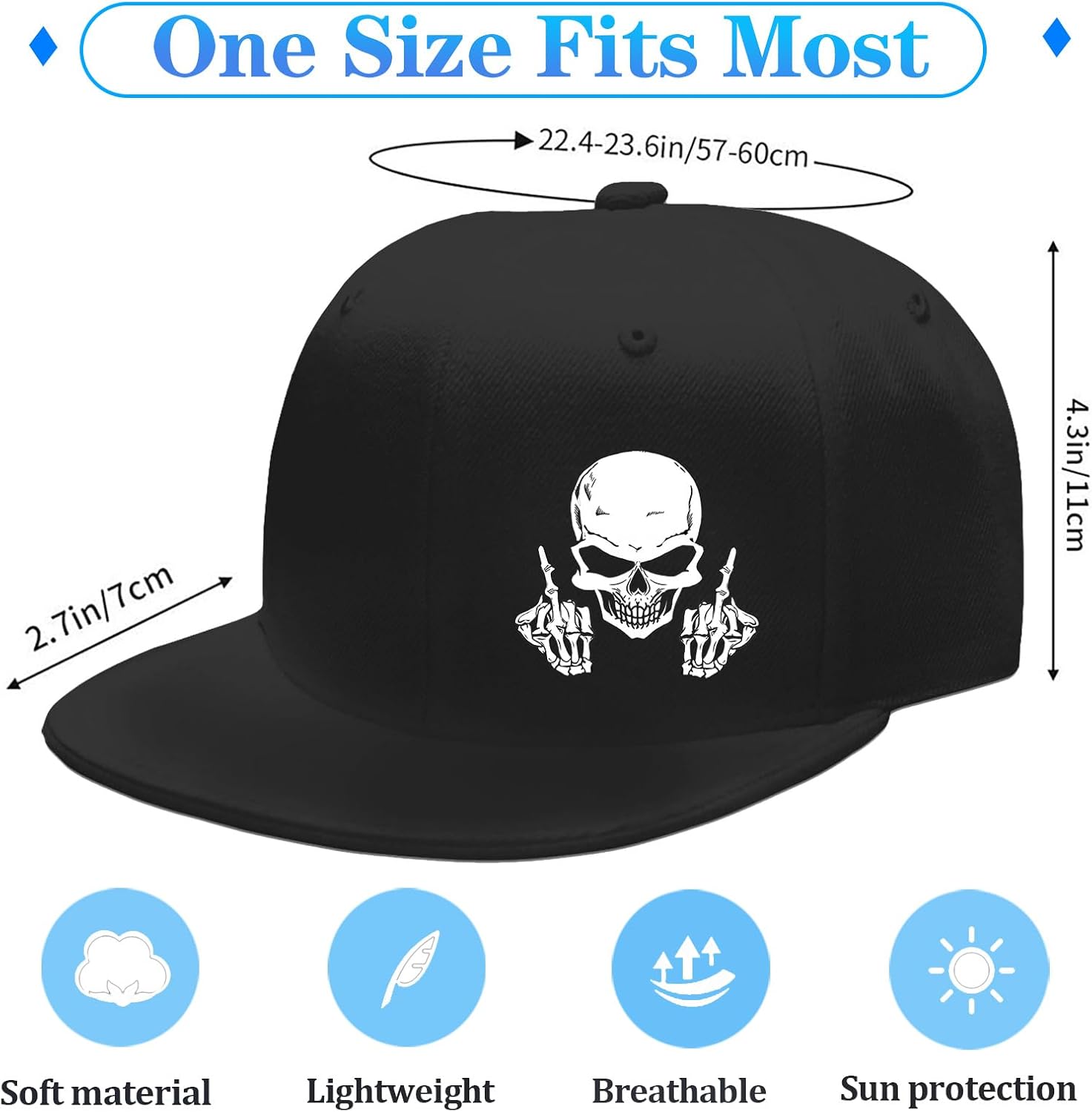 Totenkopf-Mittelfinger-Hystere – Snapback Hat Flat Bewertung und Preis