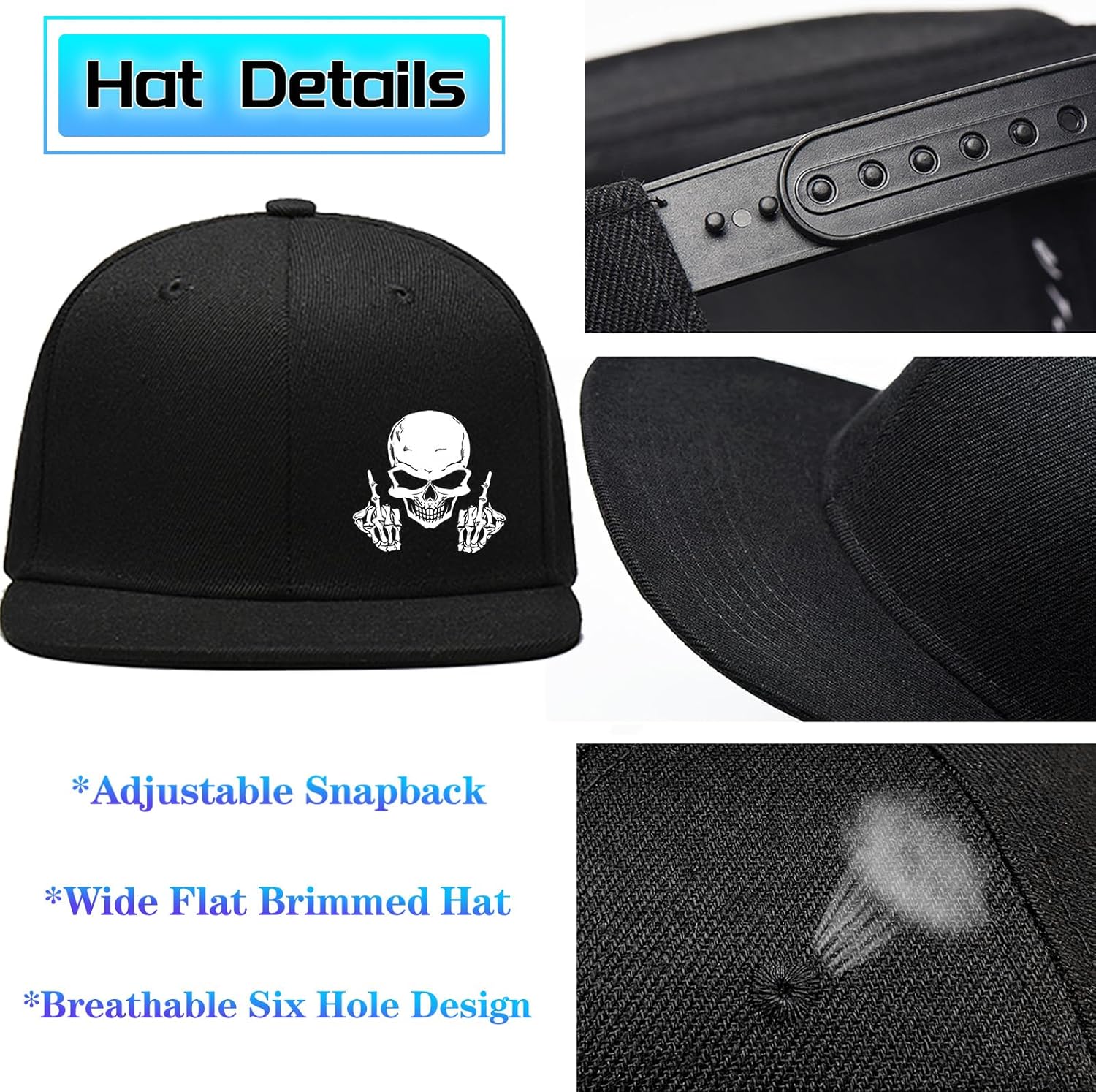 Totenkopf-Mittelfinger-Hystere – Snapback Hat Flat Bewertung und Preis